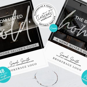 Real Estate Home Seller and Buyer Guide Bundle, Real Estate Marketing, Real Estate Template, Home Seller, Buyer Guide, Canva, Presentation