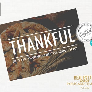 Real Estate Thanksgiving Card, Thanksgiving Pop By, Real Estate Marketing, Thanksgiving Card, Canva Template, Agent Farming Card, Pie