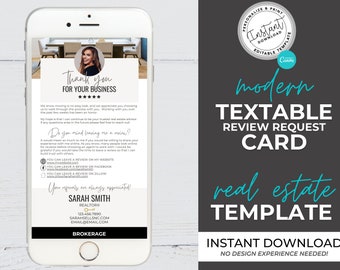 Textable Client Review Request, Real Estate Marketing, Client Testimonial, Canva Template, Referral Request, Real Estate Template, Feedback