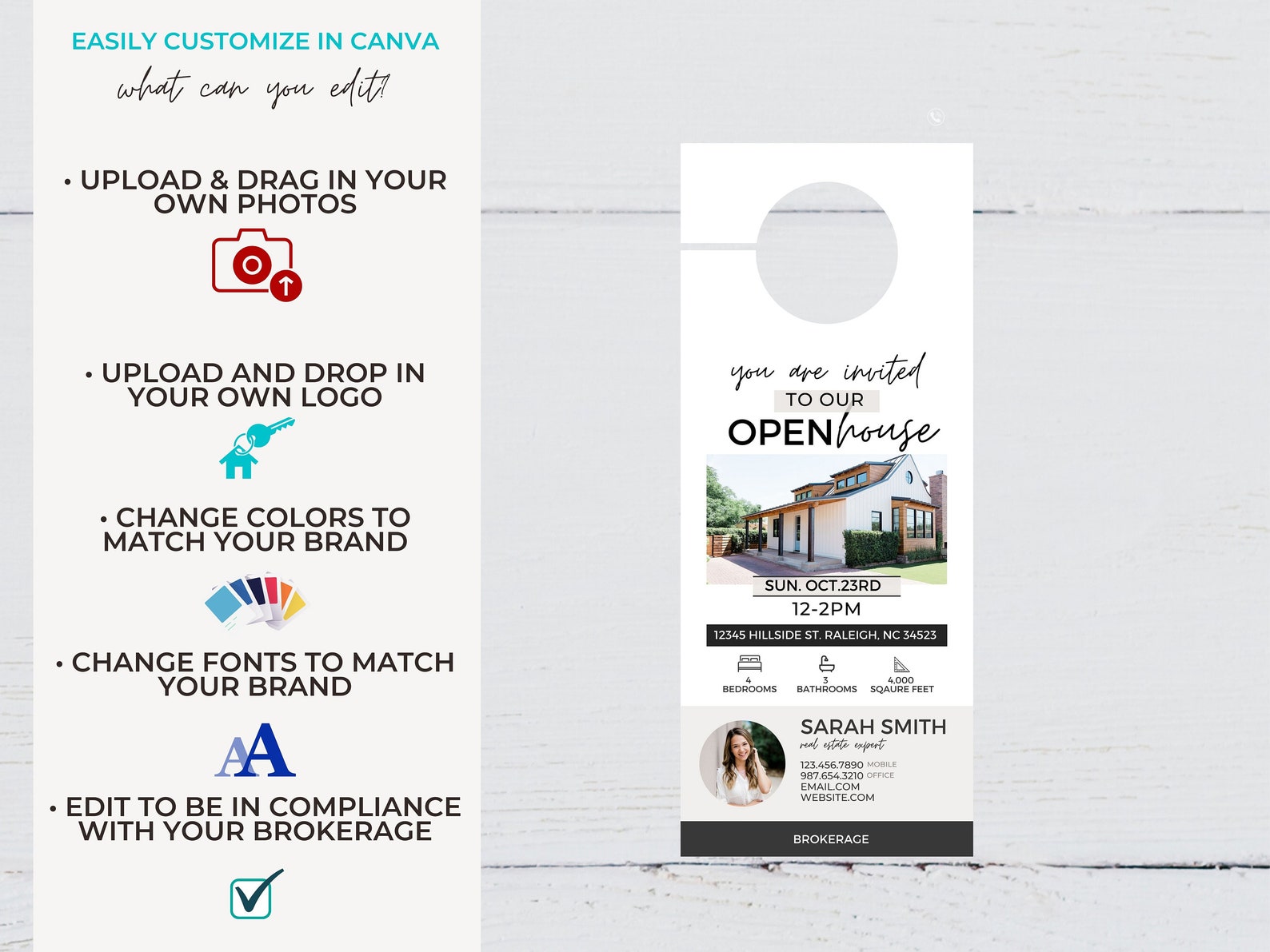 Open House Door Hanger, Real Estate Marketing, Open House Invite ...