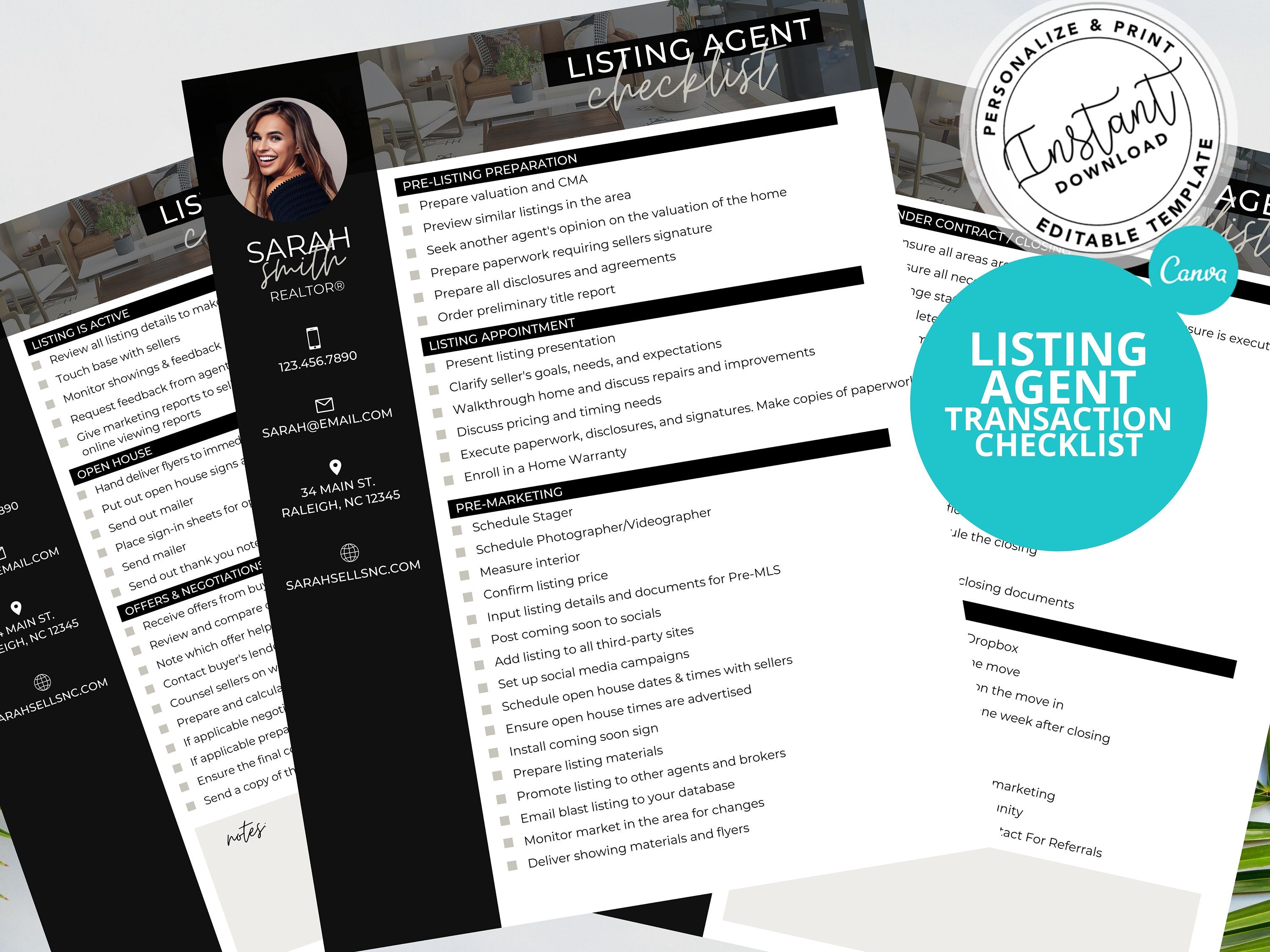 Listing Agent Transaction Checklist Real Estate Real Estate | Etsy