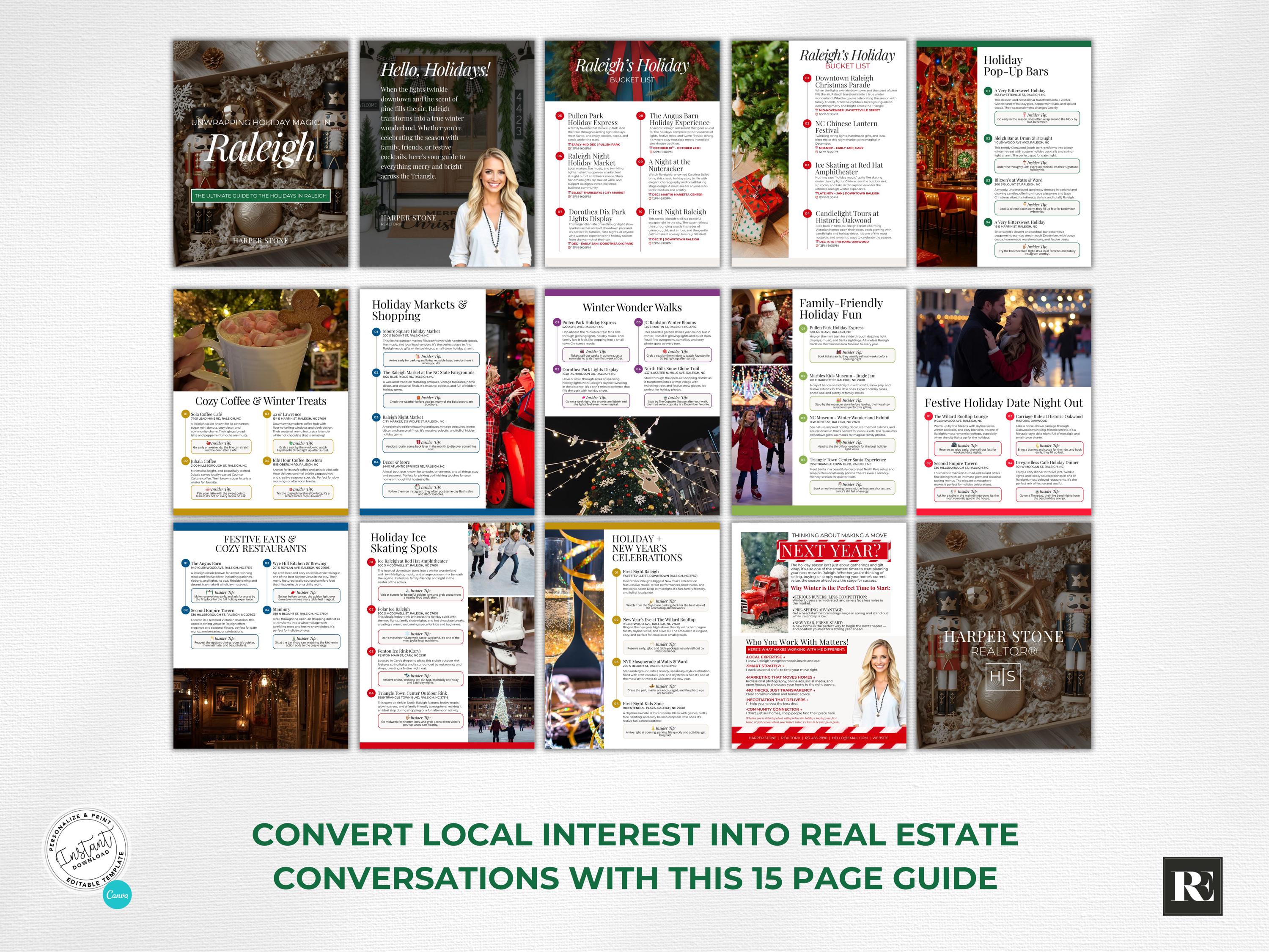 Holiday Local Real Estate Guide Editable Canva Template, Realtor ...