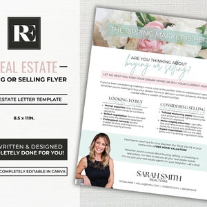 Spring Real Estate Buying or Selling Flyer, Hello Neighbor Flyer, Agent Introduction Letter, Farming Flyer, Real Estate Marketing, Canva