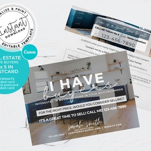 I Have Buyers Postcard, Real Estate Postcard, Real Estate Farming Postcard, Canva, Instant Download, Agent Buyer Cards, Real Estate Mailer