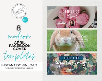 Real Estate April Cover Photos, Facebook April Cover Photos, Social Media Banner, Instant Download, Canva, Spring Cover Photos
