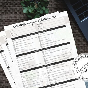 Real Estate Listing Management Checklist, Listing to Close Checklist, Real Estate Marketing, Real Estate Checklist, Real Estate Template
