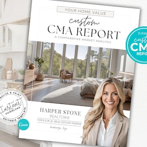 Home Equity Report, Comparable Market Analysis CMA, Real Estate Marketing, Listing Presentation, Seller Guide, Prospecting, Canva Template