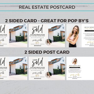 K&ouml;nnte beinhalten: Eine Immobilien-Postkarte mit einem Foto eines Hauses und einem Portr&auml;t eines Maklers. Der Text auf der Postkarte lautet "Ich habe gerade das Haus Ihres Nachbarn verkauft und ich kann auch Ihres verkaufen!" und enth&auml;lt den Namen und die Kontaktdaten des Maklers.