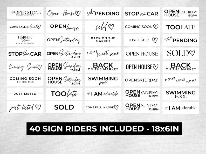 Real Estate Sign Bundle | Modern Yard Signs, Open House, Pointer Sign ...