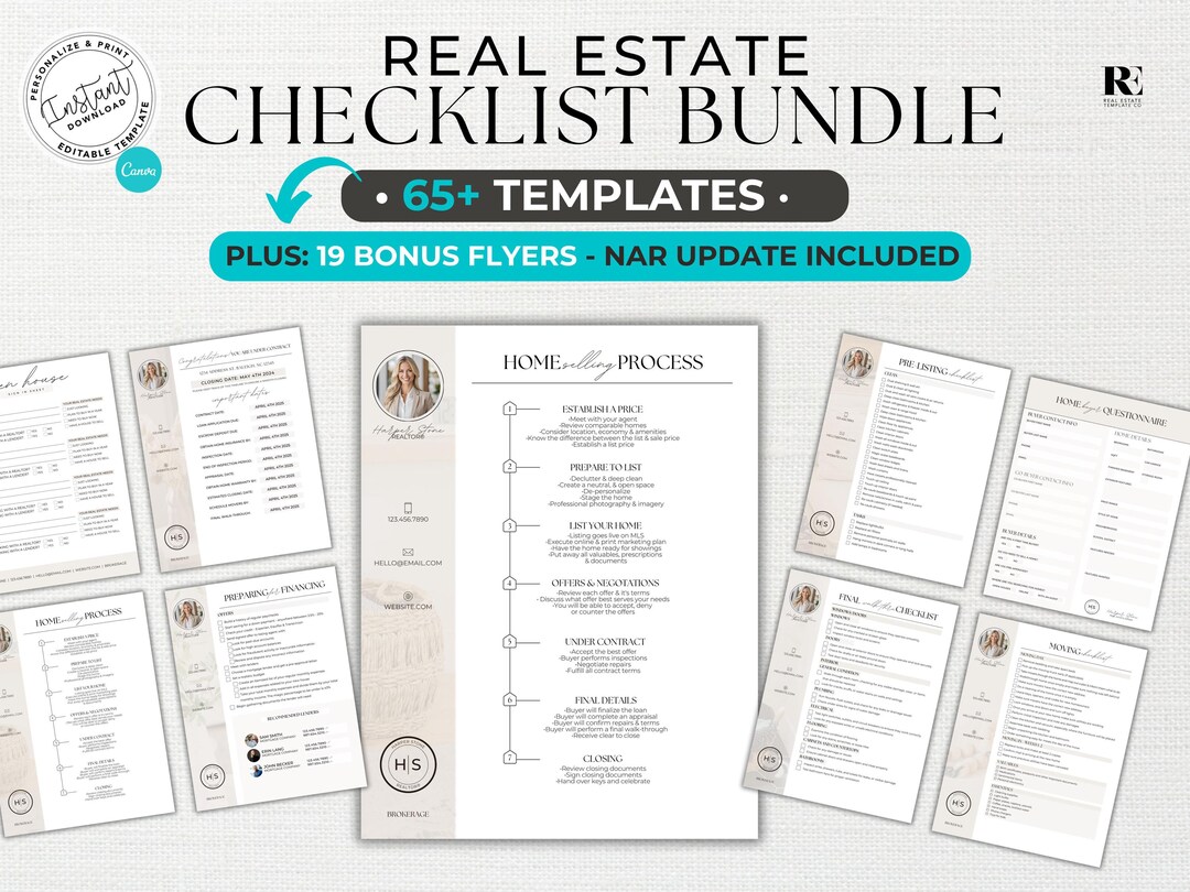 Real Estate Checklist Bundle, Realtor Checklist Canva Template ...