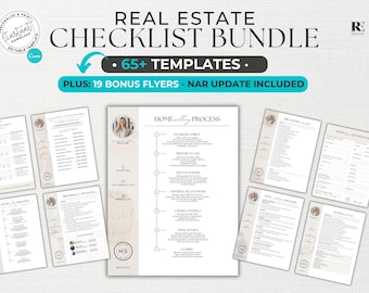 Real Estate Checklist Bundle, Realtor Checklist Canva template Marketing Bundle, Editable Checklist