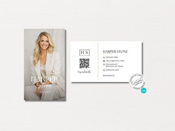Canva Business Card Template, Modern Photo Business Card, Real Estate Agent Card, Minimal Professional Branding Editable Canva Business Card
