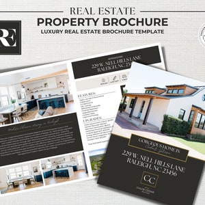 Luxury Real Estate Brochure, Real Estate Flyer, Real Estate Marketing, Folded Brochure, Canva Template, Open House Flyer, Agent Marketing