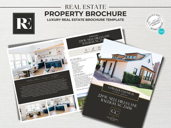 Luxury Real Estate Brochure, Real Estate Flyer, Real Estate Marketing, Folded Brochure, Canva Template, Open House Flyer, Agent Marketing