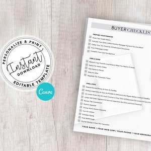 Realtor Home Buyer's Checklist, Printable Buyer's Checklist, Real ...