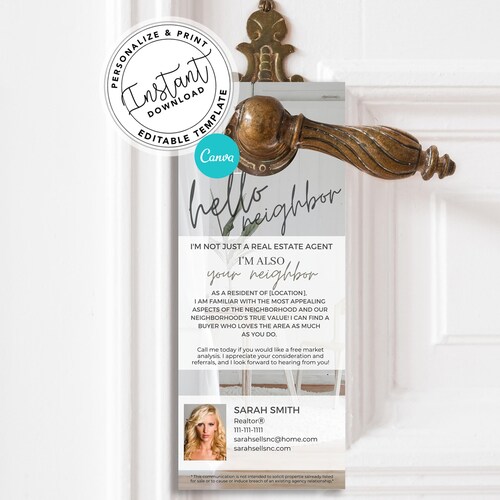 Real Estate Agent Door Hang Tags Real Estate Marketing Etsy
