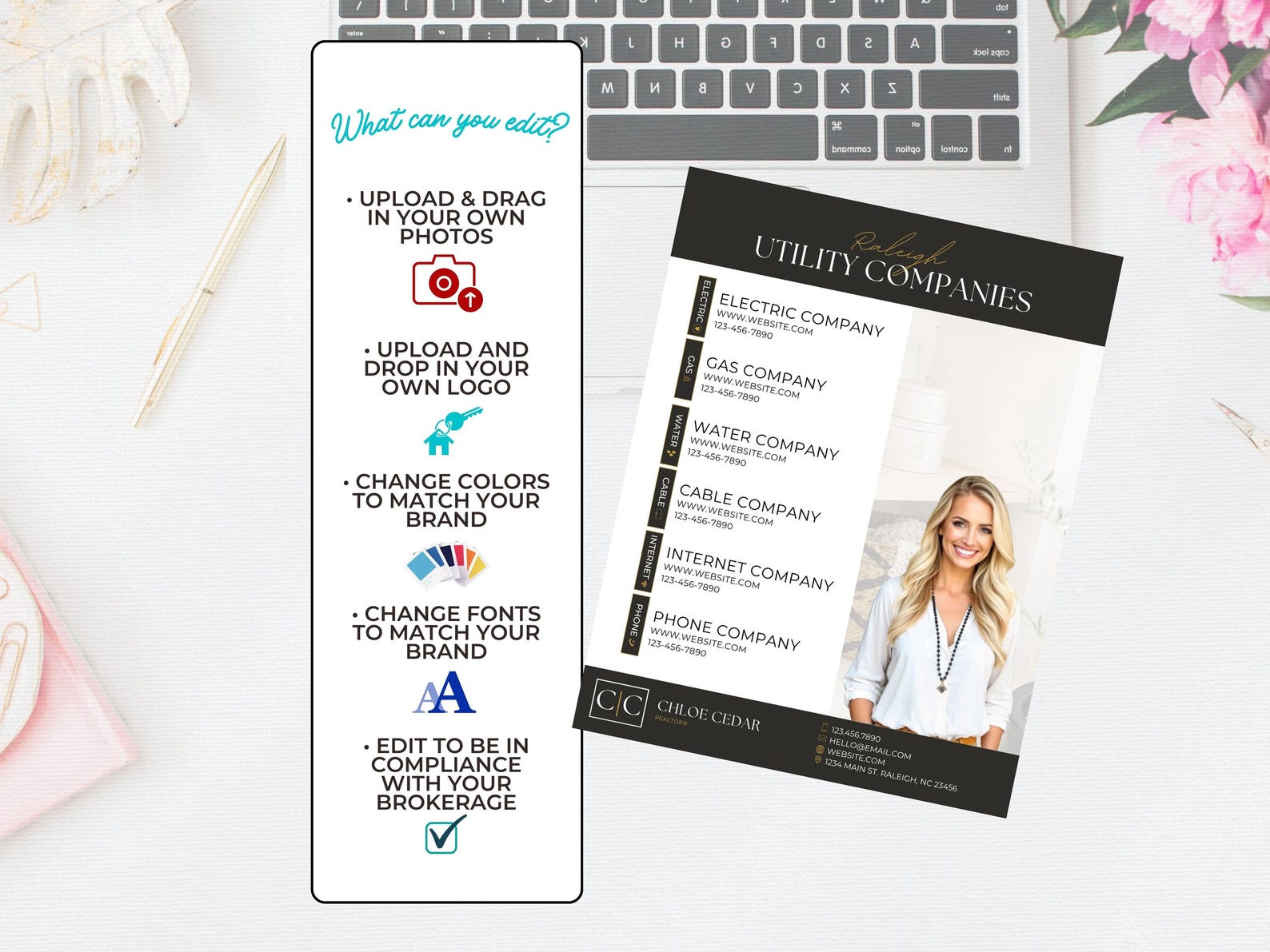 Real Estate Utility Company Flyer Canva Template | Editable Realtor ...