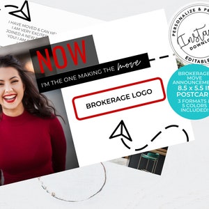 Brokerage Change Postcard, Real Estate Marketing, Brokerage Change Announcement, Canva Template, Real Estate Postcard, Realtor Broker
