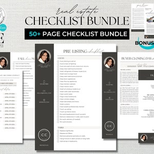 Real Estate Checklist Bundle, Real Estate Marketing, Buyer Checklist, Seller Checklist, Closing Day, Pre-Listing, Agent, Canva Template