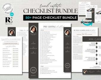 Real Estate Checklist Bundle, Real Estate Marketing, Buyer Checklist, Seller Checklist, Closing Day, Pre-Listing, Realtor, Canva Template