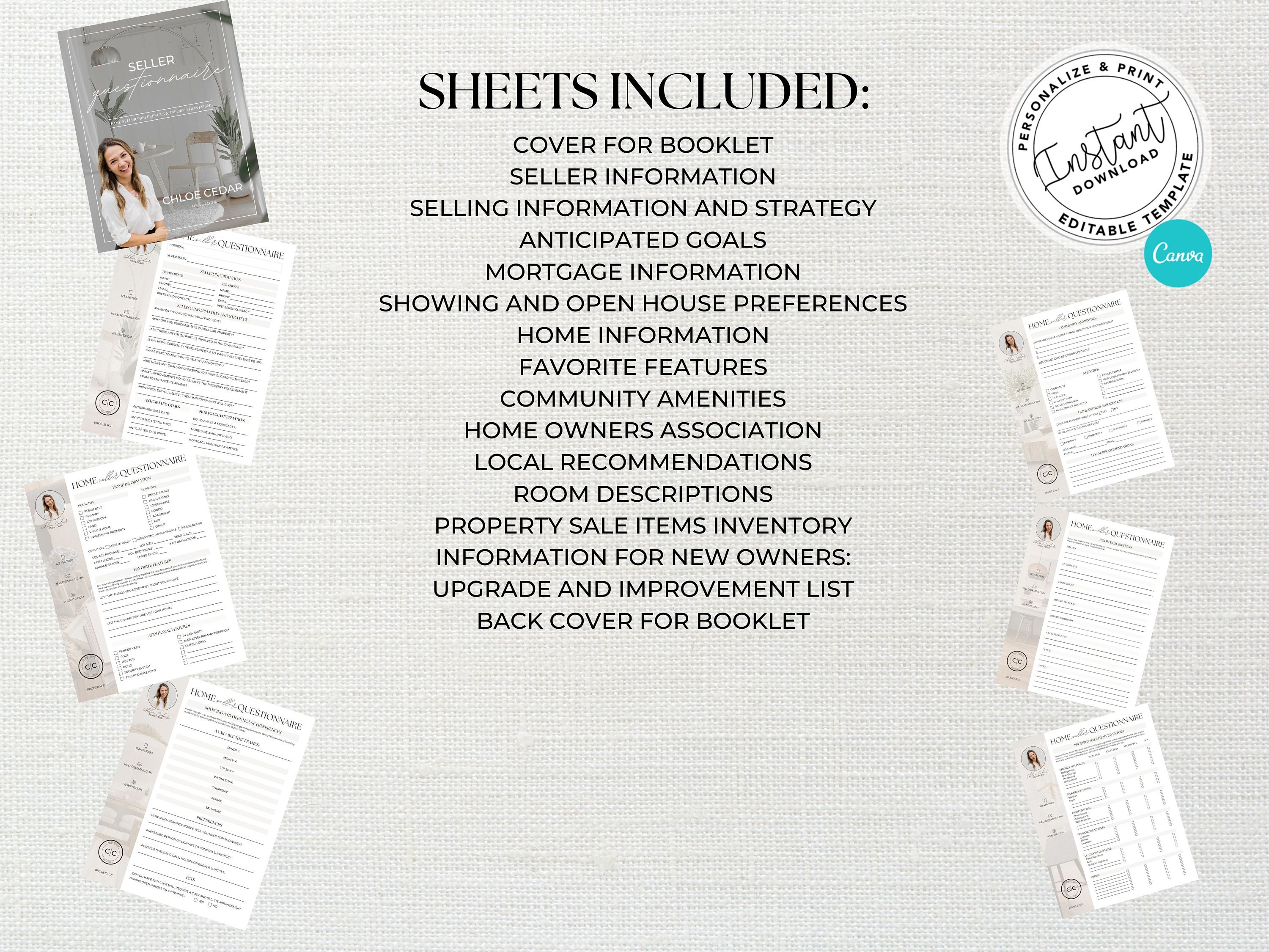 Seller Setting Page Example Real Estate Home Seller Questionnaire: Seller Intake Canva Template for ...