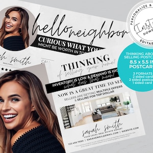 Real Estate Postcard, Agent Thinking of Selling, Agent Farming Card, Real Estate card, Real estate marketing, Editable, Canva, Download