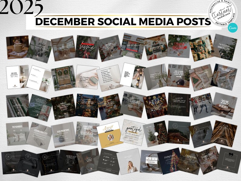 December 2025 Real Estate Social Media Canva Templates, Christmas ...