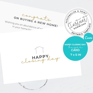 Happy Closing Day Card, Real Estate Closing Gift, Home Buyer Guide, Real Estate Template, Real Estate Thank you Card, Agent, Canva Card