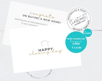 Happy Closing Day Card, Real Estate Closing Gift, Home Buyer Guide, Real Estate Template, Real Estate Thank you Card, Agent, Canva Card