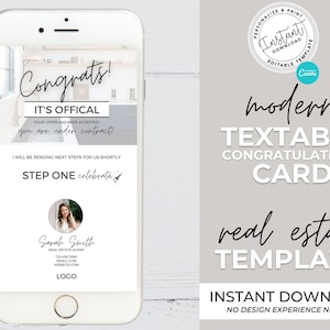 Digital Congrats Under Contract Card, Real Estate Marketing, Textable Under Contract, Real Estate Text Message, Under Contract Flyer, Canva