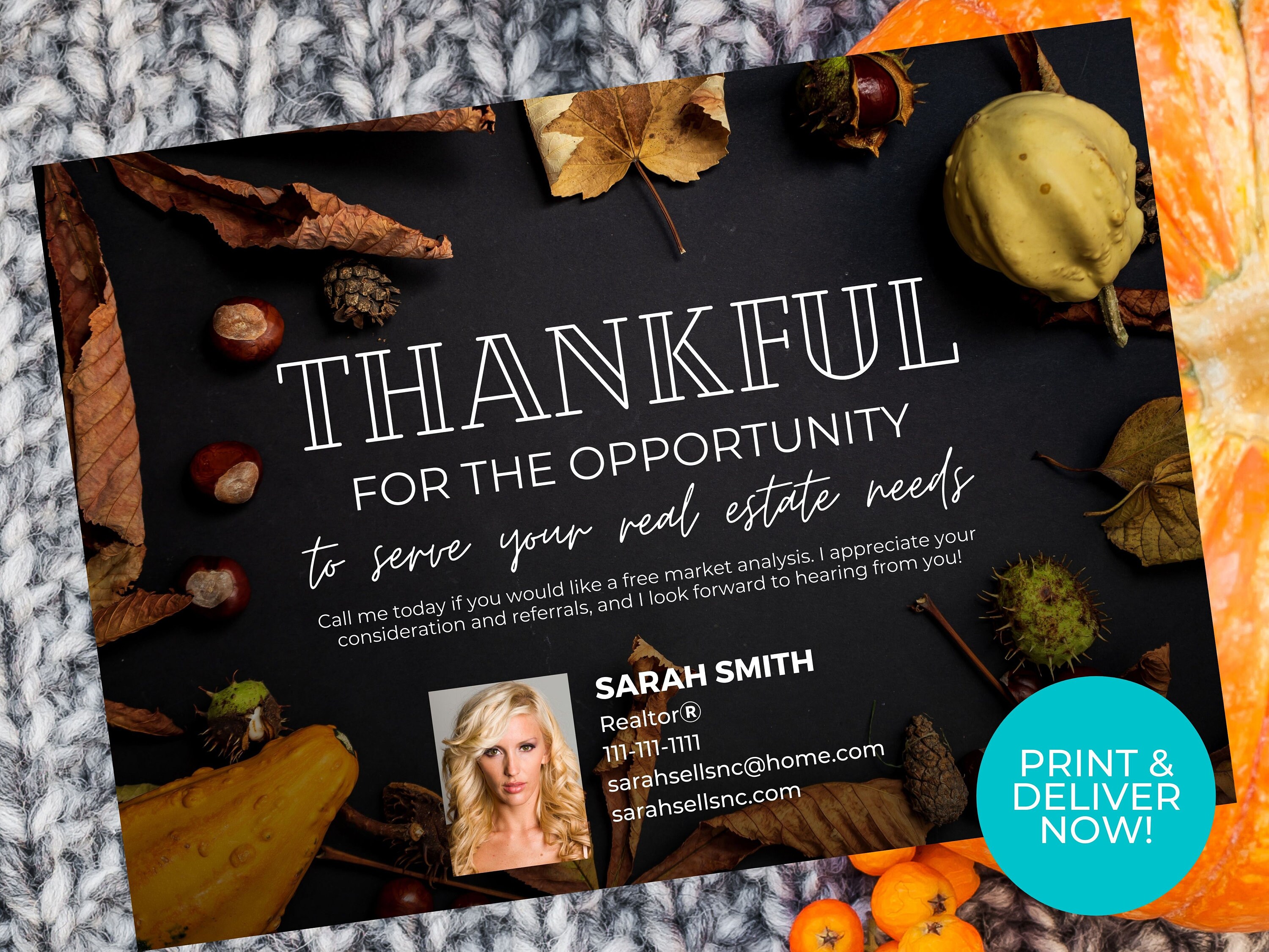 Real Estate Postcards Realtor Thanksgiving Pop By Card Etsy