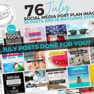 Real Estate July Social Media Posts, Real Estate Marketing, Facebook Posts for July, Canva Template, Summer Post, Instagram, 4th of July