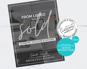 Listing Presentation for Real Estate, Real Estate Marketing, Real Estate Template, Real Estate listing Presentation, Seller Guide, Canva