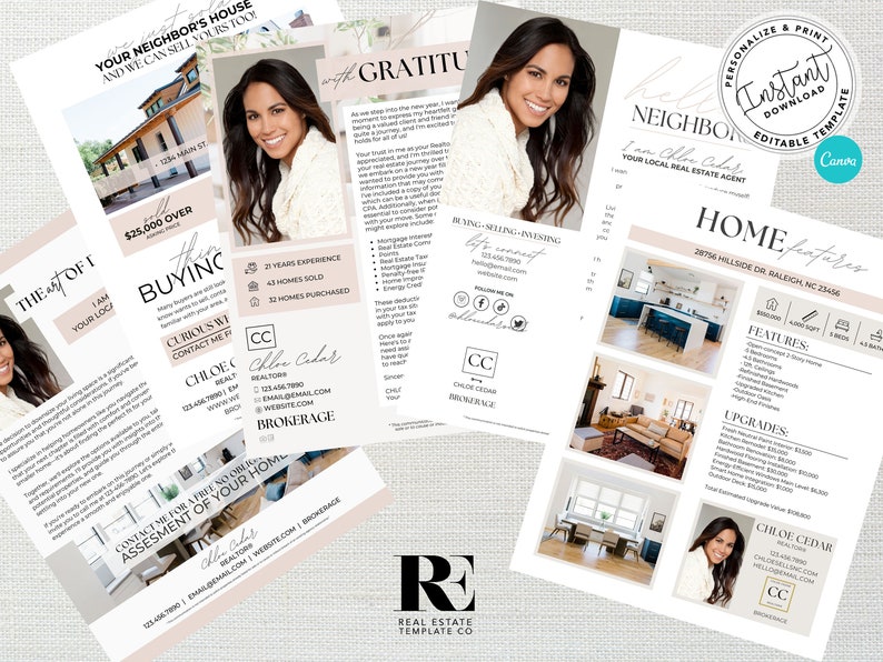 May include: A real estate agent's marketing brochure featuring a photo of the agent and a property for sale. The brochure includes details about the agent's experience, contact information, and information about the property, including its features and upgrades. The brochure is designed in a modern style with a neutral colour palette.