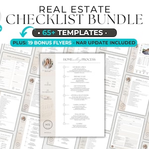 Seller Real Estate Checklist Bundle, Real Estate Marketing, Pre-Listing Checklist, Financing, Closing Day, Canva Template, Editable Digital