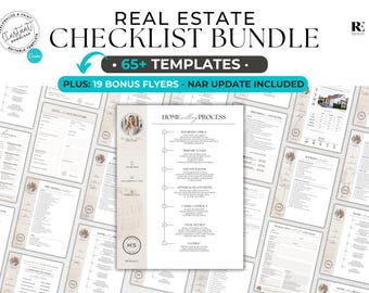 Seller Real Estate Checklist Bundle, Real Estate Marketing, Pre-Listing Checklist, Financing, Closing Day, Canva Template, Editable Digital