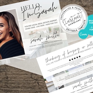 Real Estate Postcard, Agent Introduction Card, Real Estate Farming Card, Real estate marketing, Agent postcards, Editable, Canva, Download