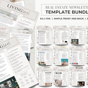 Real Estate Newsletter Template Bundle, One Year Newsletter Bundle, Real Estate Marketing, Agent Newsletter, Real Estate Flyer, Farming
