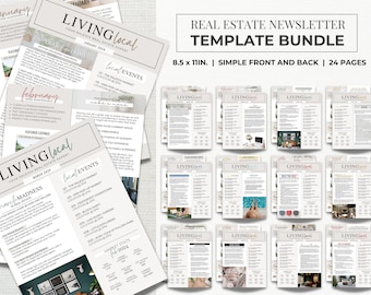 Real Estate Newsletter Template Bundle, One Year Newsletter Bundle, Real Estate Marketing, Agent Newsletter, Real Estate Flyer, Farming