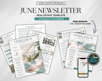 June 2026 Newsletter, Spring Real Estate Newsletter Template, Real Estate Marketing Real Estate Flyer Real Estate Printable, Canva Template