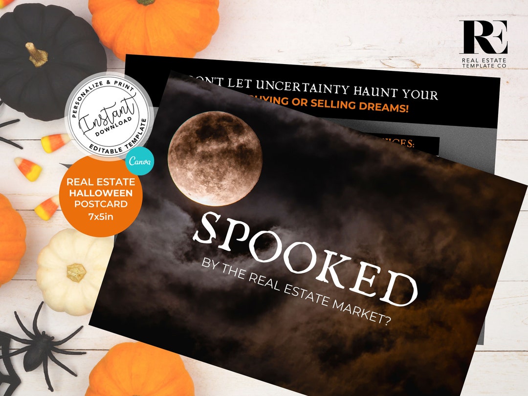 Halloween Real Estate Postcard, Fall Postcard, Real Estate Marketing