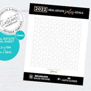 Gold Real estate goal tracker, Real Estate Marketing, Real estate goal board, Real estate goals chart, Real estate sales tracker, Sale board