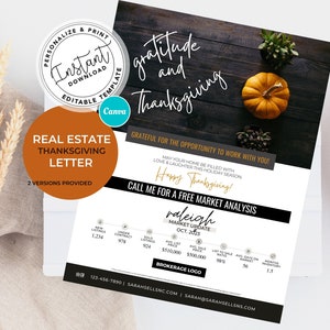 Thanksgiving Real Estate Letter, Agent, Hello Neighbor Letter, Agent Farm, Neighborhood Flyer, Mailer, Real Estate Marketing, Canva