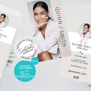 Real Estate Business Card Bundle, Digital Business Card, Real Estate marketing, Modern Business Card, Canva Template, Real Estate Template