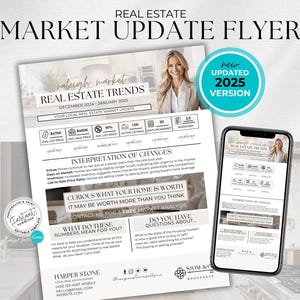Real Estate Market Update Flyer, Real Estate Flyer, Mobile Market Update, Real Estate Marketing, Canva Template, Real Estate Agent Template