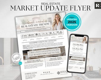 Real Estate Market Update Flyer, Real Estate Flyer, Mobile Market Update, Real Estate Marketing, Canva Template, Real Estate Agent Template
