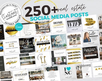 Real Estate Social Media Posts, Real Estate Marketing, Facebook Post Template, Instagram, Real Estate Canva Templates, Instand Download, PNG