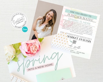 Real Estate Marketing, Real Estate Spring Postcard, Canva Template, Farming Card, Real Estate Mailer, RAgent Postcard, Instant Download