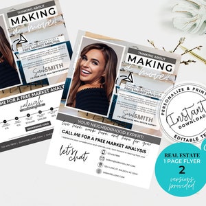 Real Estate Agent Letter, Agent Farming Flyer, Real estate marketing, Thinking About Making A Move Letter, Editable Canva Template