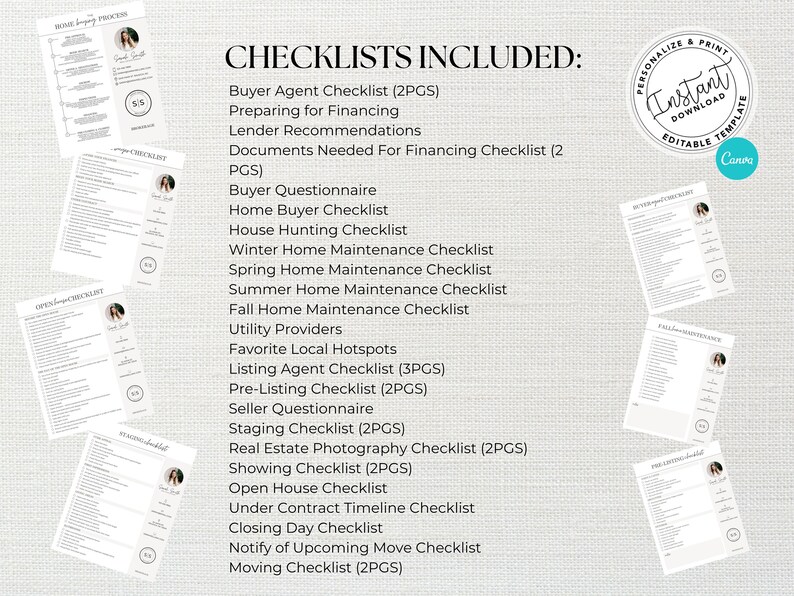 Real Estate Checklist Bundle, Home Seller and Buyer Checklist, Real ...